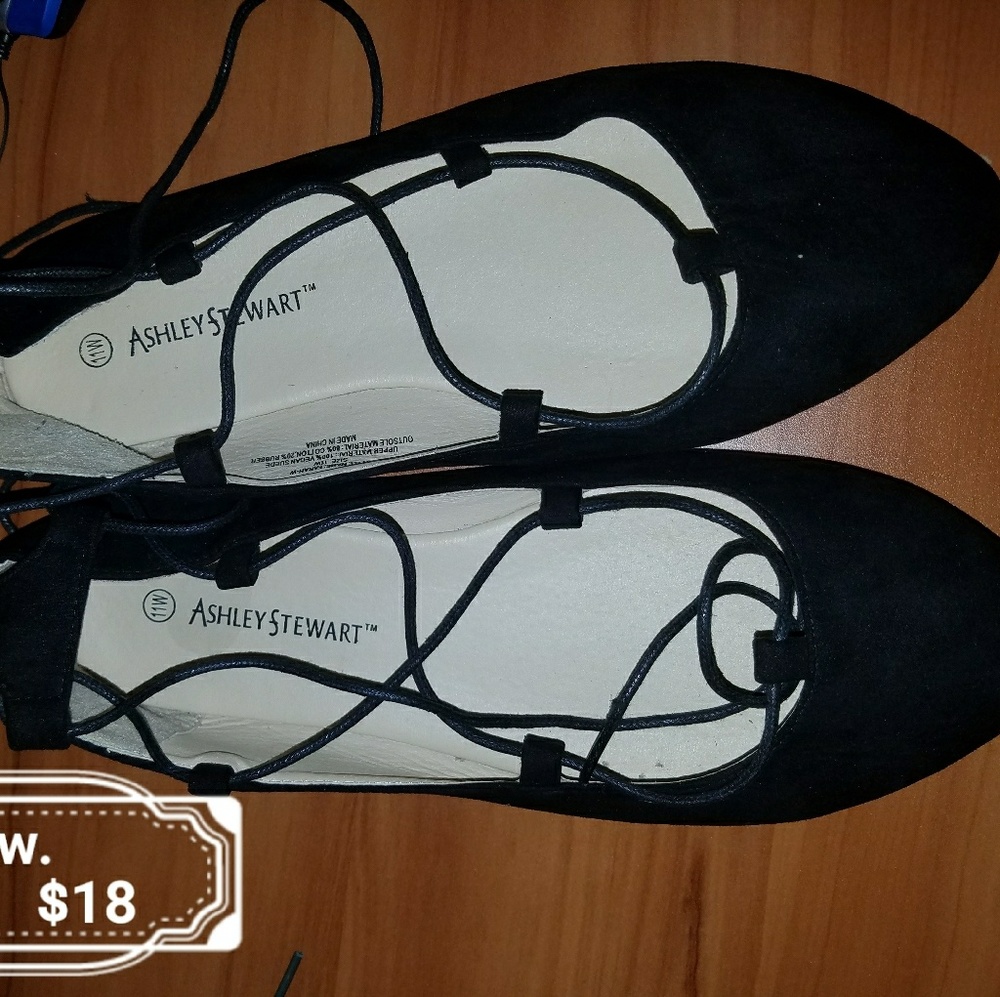 Ashley Stewart lace up pointy ballet flat 11w